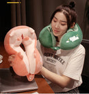 Travesseiro de pescoço de viagem dos desenhos animados almofada de pescoço de viagem indeformável em forma de u travesseiro de viagem portátil aviões travesseiro para crianças presente