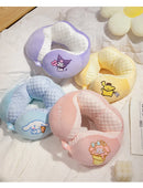 Adorável kuromi minha melodia em forma de u pescoço travesseiro kawaii estilo japonês cinnamoroll viagem nap travesseiro pele amigável engrossado menina