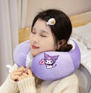 Adorável kuromi minha melodia em forma de u pescoço travesseiro kawaii estilo japonês cinnamoroll viagem nap travesseiro pele amigável engrossado menina