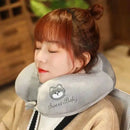 Travesseiro em forma de u dos desenhos animados travesseiro de pescoço protegendo travesseiro cervical travesseiro de pescoço em forma de u escritório bonito portátil avião vagão