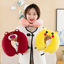 Animal dos desenhos animados em forma de u travesseiro de espuma de memória recuperação lenta pescoço apoio carro viagem nap travesseiro confortável tecido macio