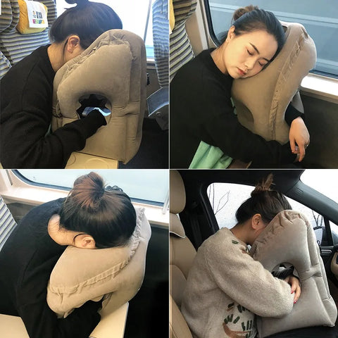 Travesseiro Inflável Ergonômico para Viagem – Suporte para Pescoço e Queixo com Conforto Absoluto