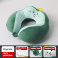 Travesseiro portátil em forma de u para carro, travesseiro de proteção de pescoço de desenho animado para viagem ao ar livre, travesseiro de avião, acessórios para carro
